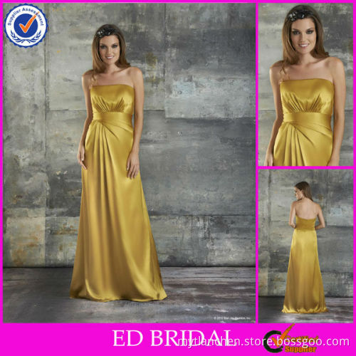 CB80 Strapless Cheap Young Yellow Gold Bridesmaid Dresses